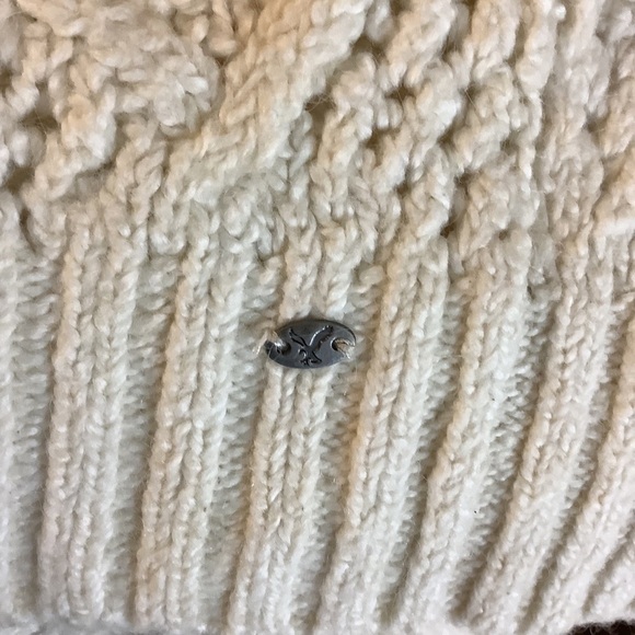 AMERICAN EAGLE NEUTRAL OFF WHITE COTTON BLEND GEOMETRIC SWEATER - Picture 7 of 7